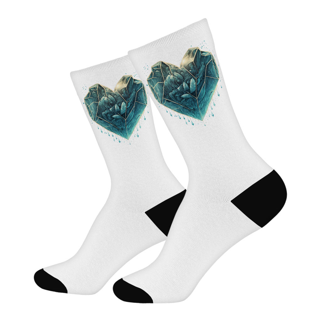 Heart Design Socks - Ice Novelty Socks - Heart Crew Socks