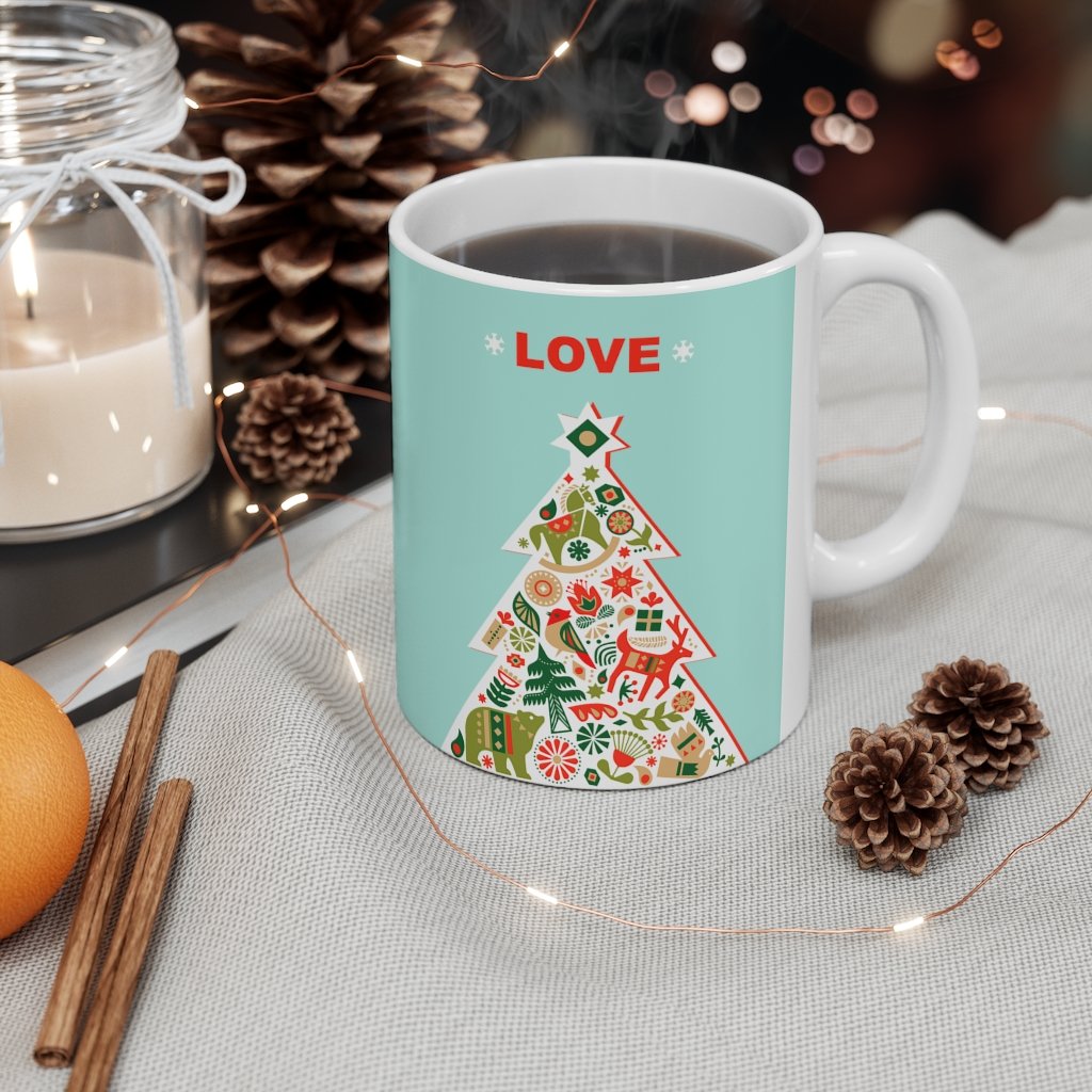 Christmas Tree with Love Ceramic Mug 11oz | Yellow Pandora