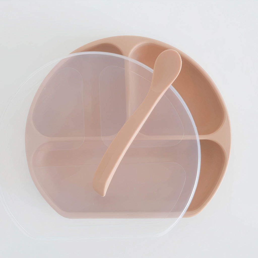 Silicone Suction Plate With Lid and Spoon