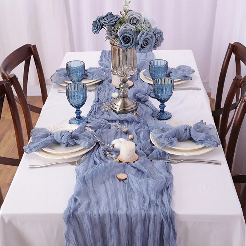 Rustic Elegance Polyester Gauze Table Runner