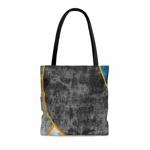 Canvas Tote Bag, Black Blue Grey Circular Geometric Pattern Print