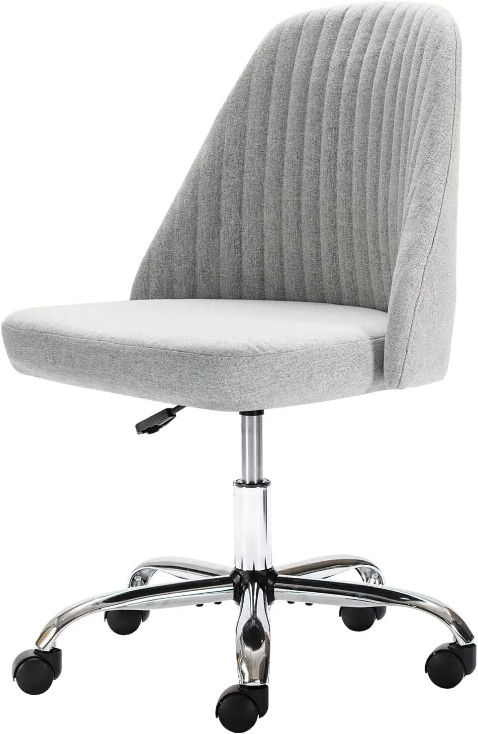 Modern Adjustable Twill Upholstered Office Chair - Low Back, Swivel Vanity Desk Chair