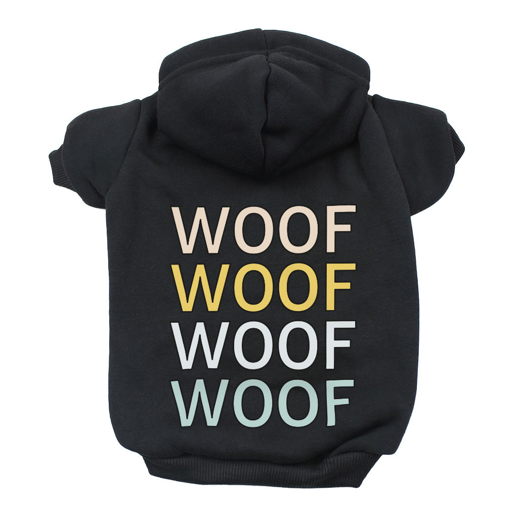 Woof Dog Hoodie - Word Art Dog Coat - Beautiful Dog Clothing