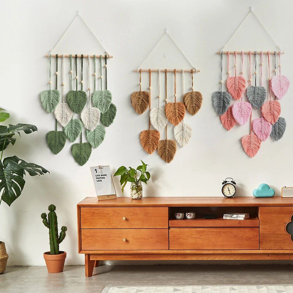 Handcrafted Bohemian Leaf Macrame Wall Hanging