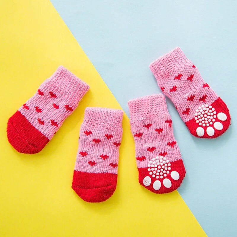 4Pcs Cute Pet Dog Socks