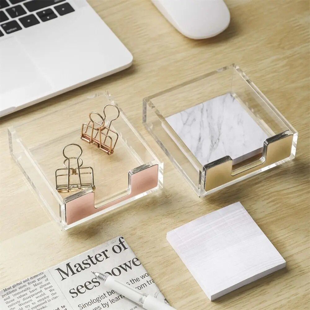 Rose Gold Acrylic Sticky Notes Holder