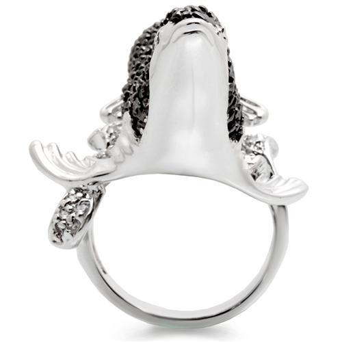 0W003 - Rhodium + Ruthenium Brass Ring with AAA Grade CZ  in Multi