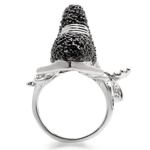 0W003 - Rhodium + Ruthenium Brass Ring with AAA Grade CZ  in Multi