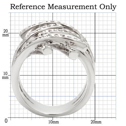 0W061 - Rhodium Brass Ring with AAA Grade CZ in Clear