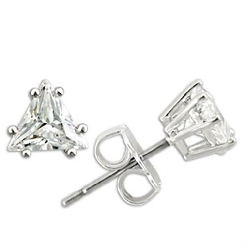 0W156 - Rhodium 925 Sterling Silver Earrings with AAA Grade CZ  in