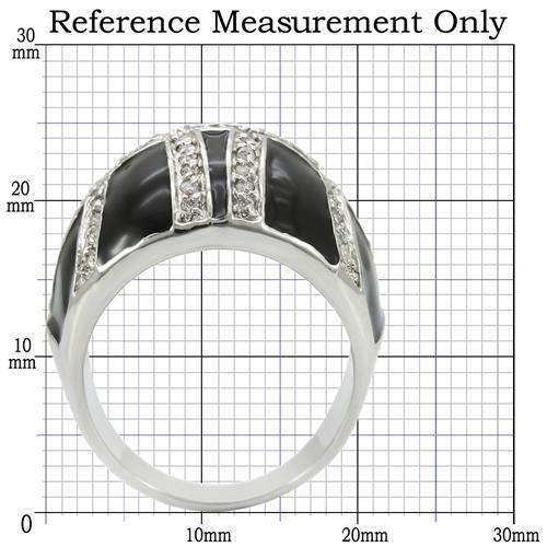 0W355 - Rhodium Brass Ring with AAA Grade CZ  in Clear