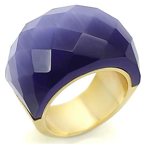 0W366 Gold Brass Ring with Semi-Precious in