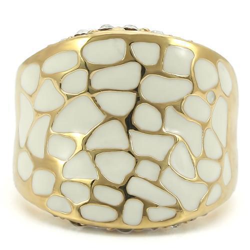 0W379 - Gold Brass Ring with Top Grade Crystal in Clear