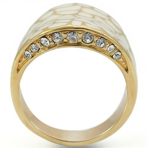 0W379 - Gold Brass Ring with Top Grade Crystal in Clear