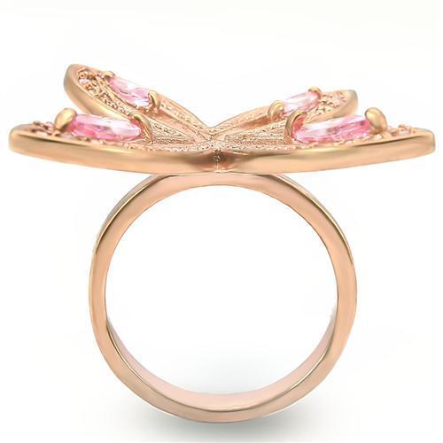 0W381 - Rose Gold Brass Ring with AAA Grade CZ in Rose