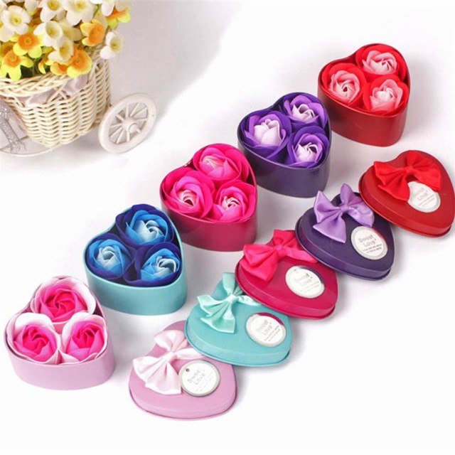 1 Metal Box 3PCS Heart Scented Bath Body Petal