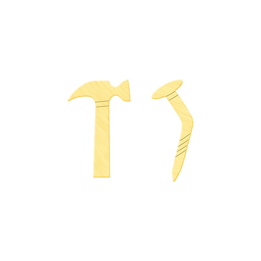 1 Pair Personalized Asymmetric Hammer Nail Stud | White Themis