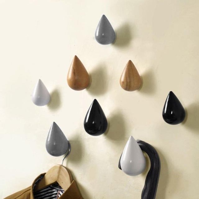 1 Pcs Wall Hanger Wood Wall Hanger Chic Water Drop | Black Lily