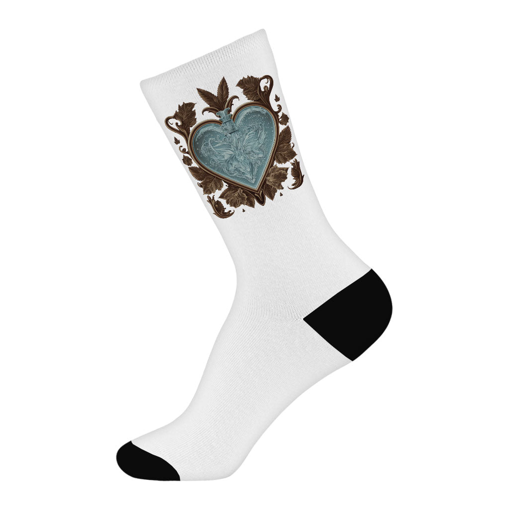 Ice Graphic Socks - Unique Novelty Socks - Winter Art Crew Socks