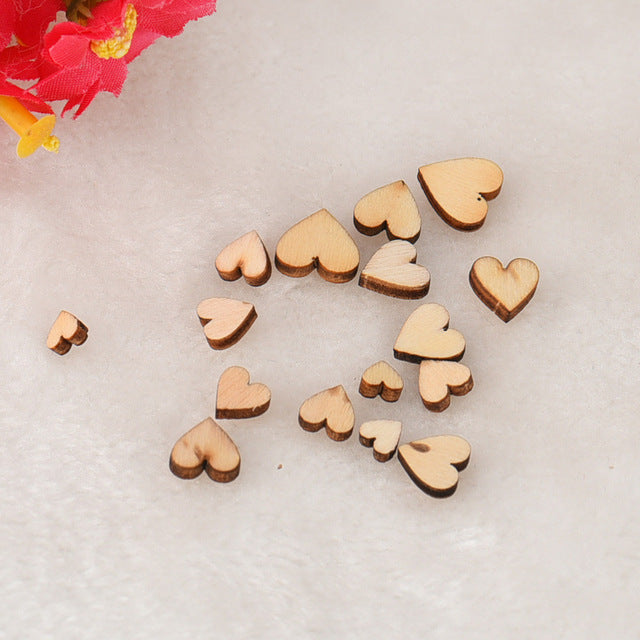 100pcs Rustic Wood Wooden Love Heart Wedding Table