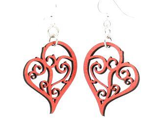 Heart in Vines Earrings #1042 | Red Sunflower