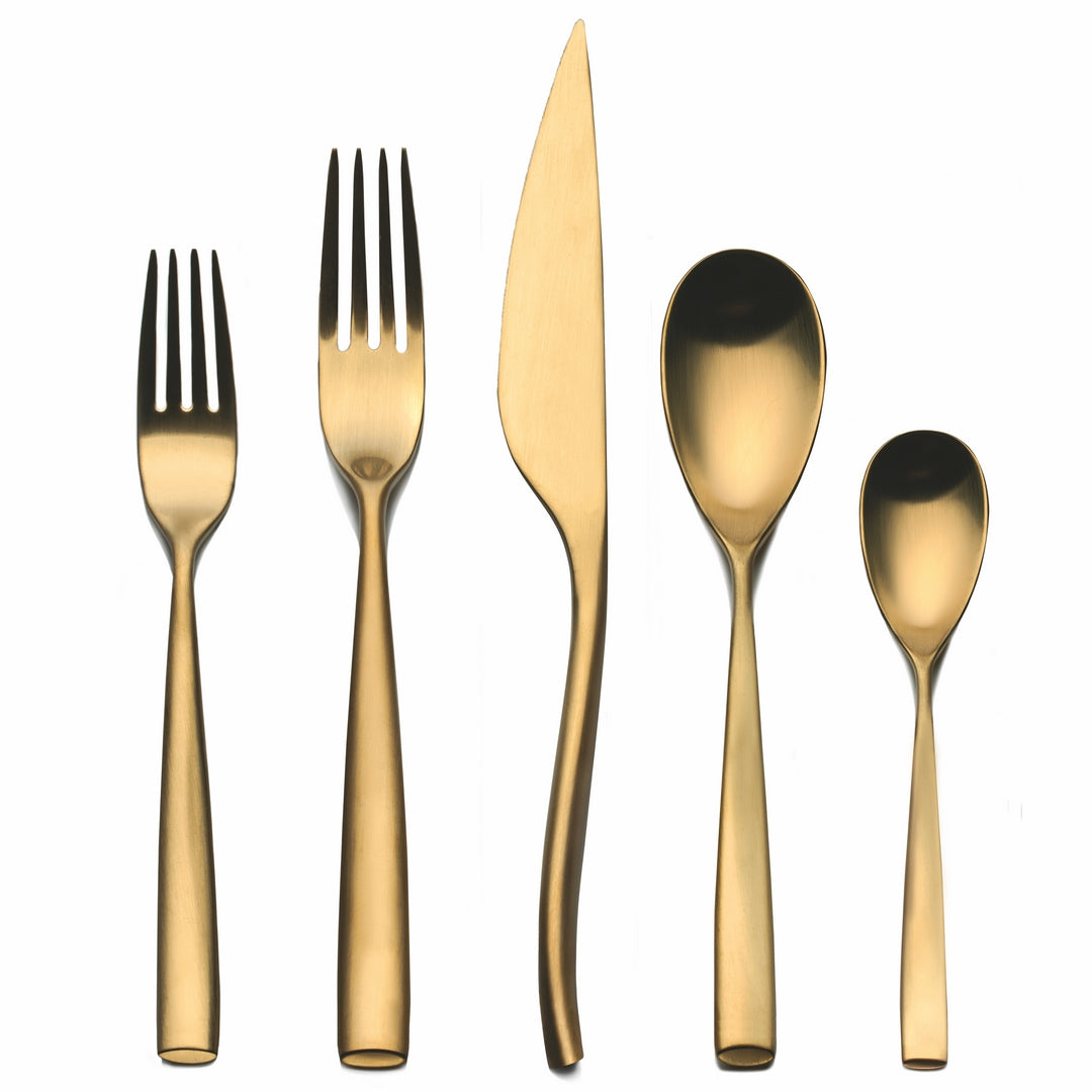 5 piece Cutlery Set "ARTE ORO ICE" | Gold Coeus
