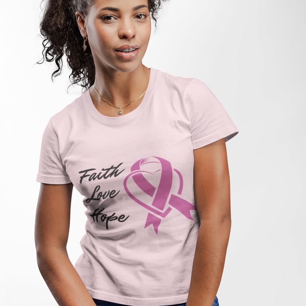 Faith Love Hope Pink Ribbon Theme T-Shirt