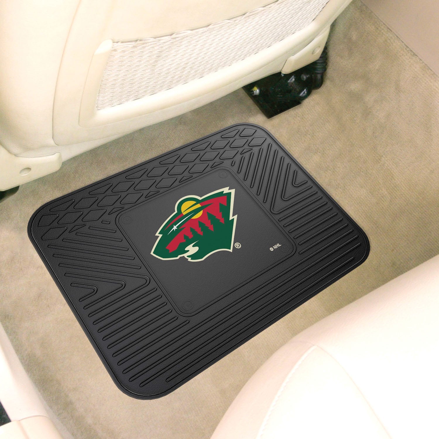 Fanmats NHL Non Skid Backseat Durable Rubber Utility Floor Mat For Car | Brown Castor