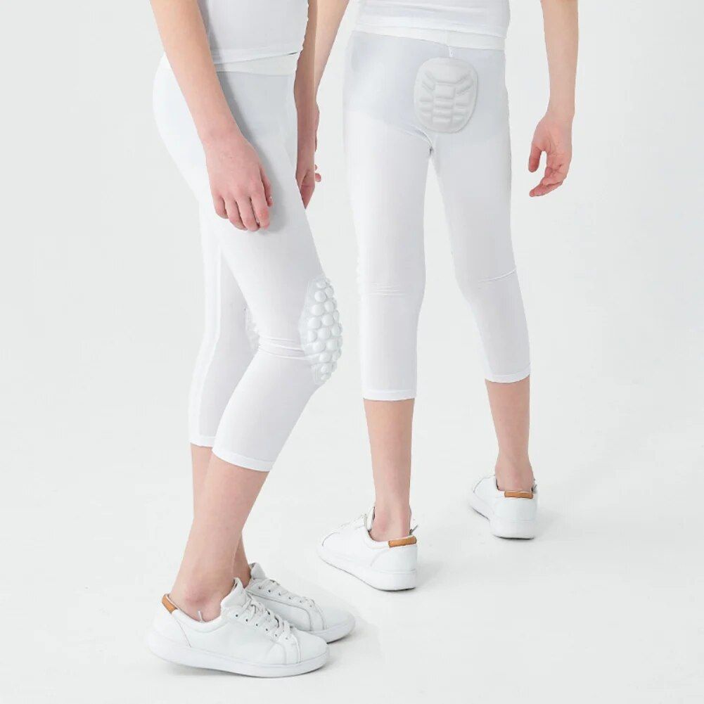 Kids' 3/4 Sports Protective Leggings: Quick-Dry, Anti-Collision for Football, Basketball & More