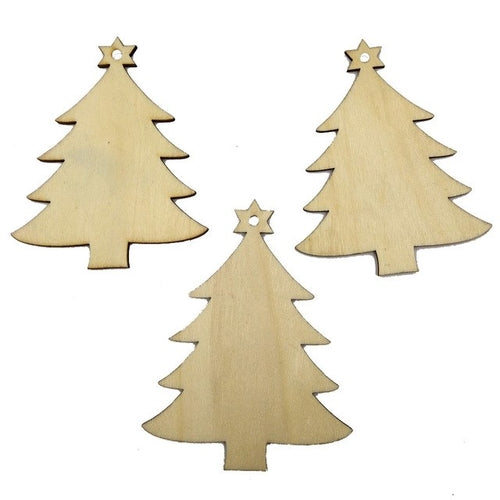 10Pcs/set Christmas Wooden Chip Tree Ornaments