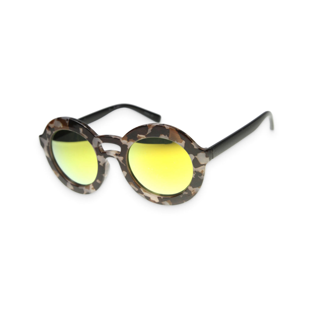 Women’s Retro Chic Grey Tortoise & Yellow Sunglasses