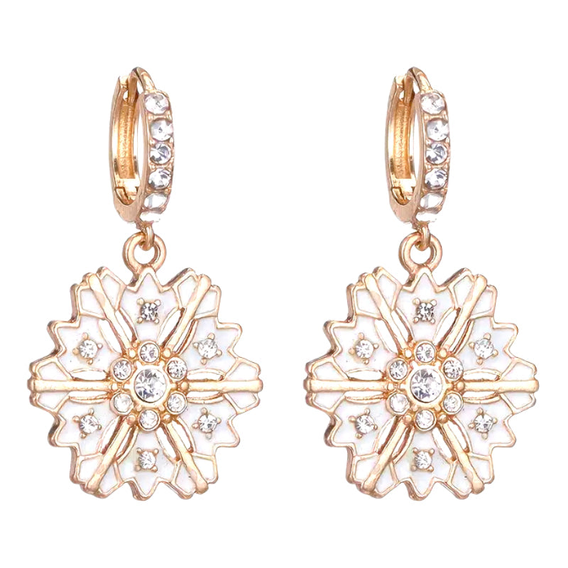 Christmas Jewelry Crystal Rhinestone Snowflake Dangle Charm Earrings