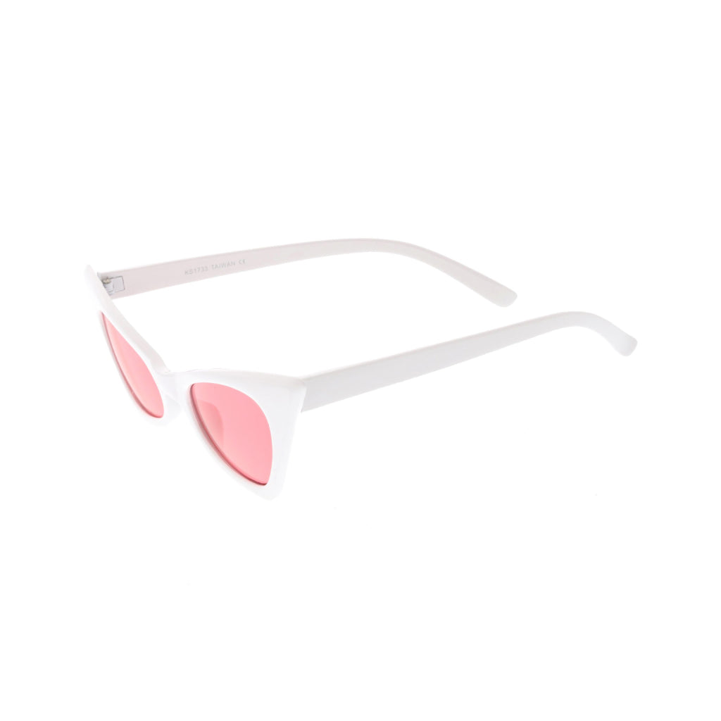 Women’s White & Hot Pink Retro Cat-Eye Sunglasses