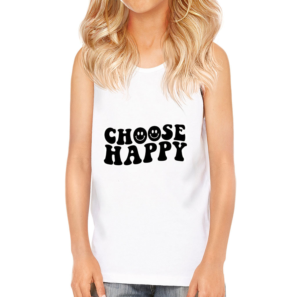 Choose Happy Kids' Jersey Tank - Trendy Sleeveless T-Shirt - Printed Kids' Tank Top