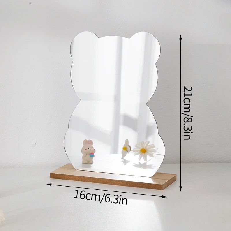 Chic Irregular Acrylic Mirror with Wooden Stand