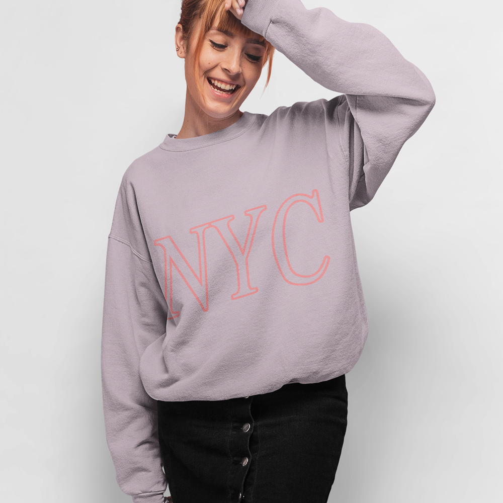 Womens Pink NYC Crewneck Sweatshirt | Yellow Pandora