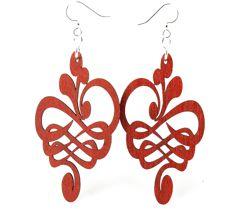 Calligraphy Flower Stretched Earrings # 1114 | Red Sunflower