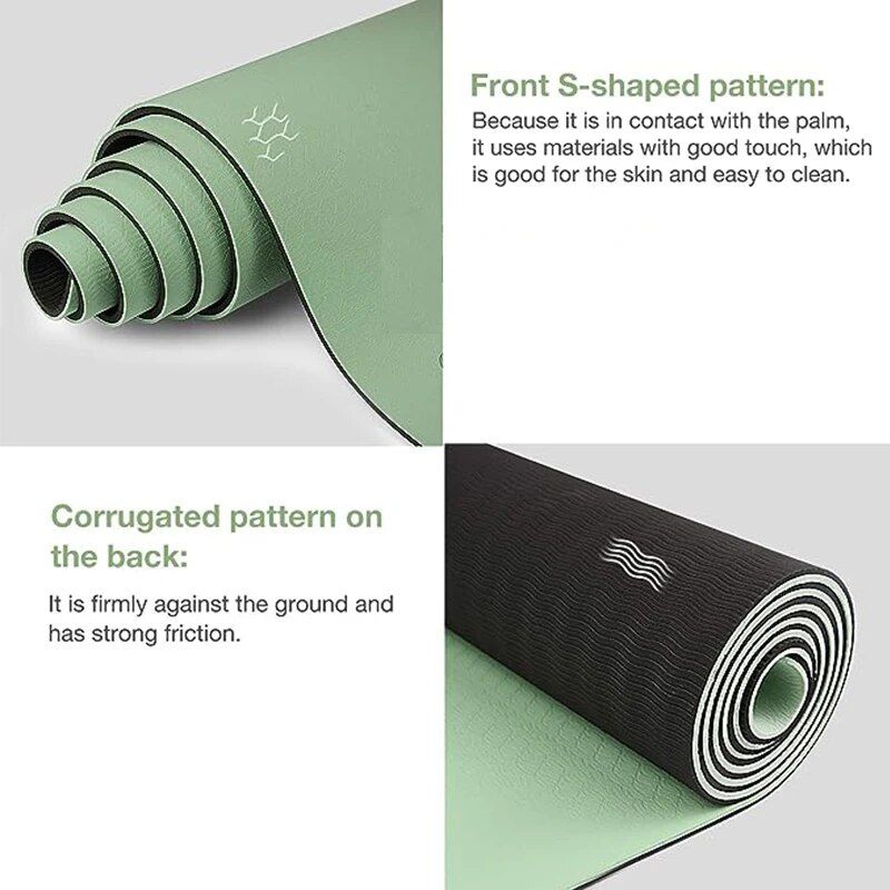 Premium Two-Tone TPE Yoga Mat: Non-Slip, Eco-Friendly, Extra Thick for Home Fitness