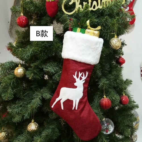 Christmas Socks Gift Bag Cute Elk Embroidery Christmas Socks