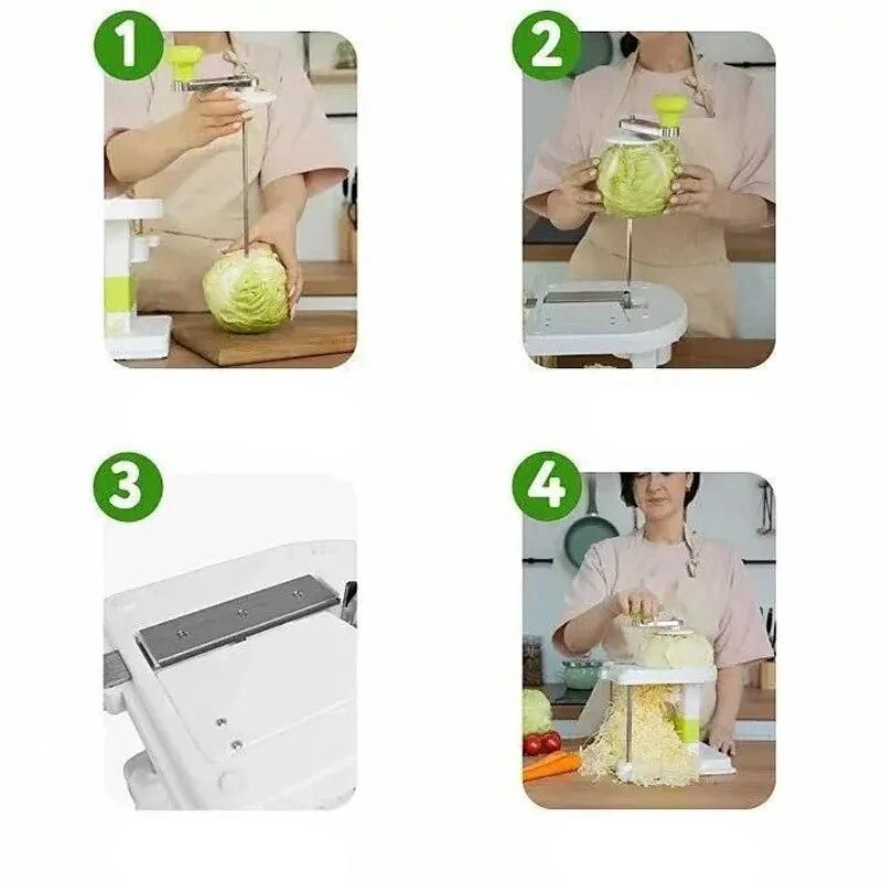 Cranked Manual Cabbage Shredder - Effortless Vegetable Cutting