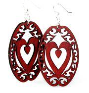 Decorative Heart Oval Earrings # 1158 | Red Sunflower