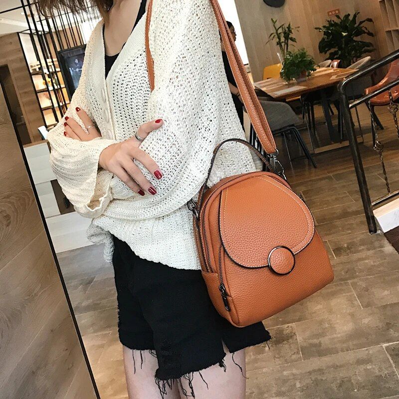 Chic Mini Leather Backpack for Women