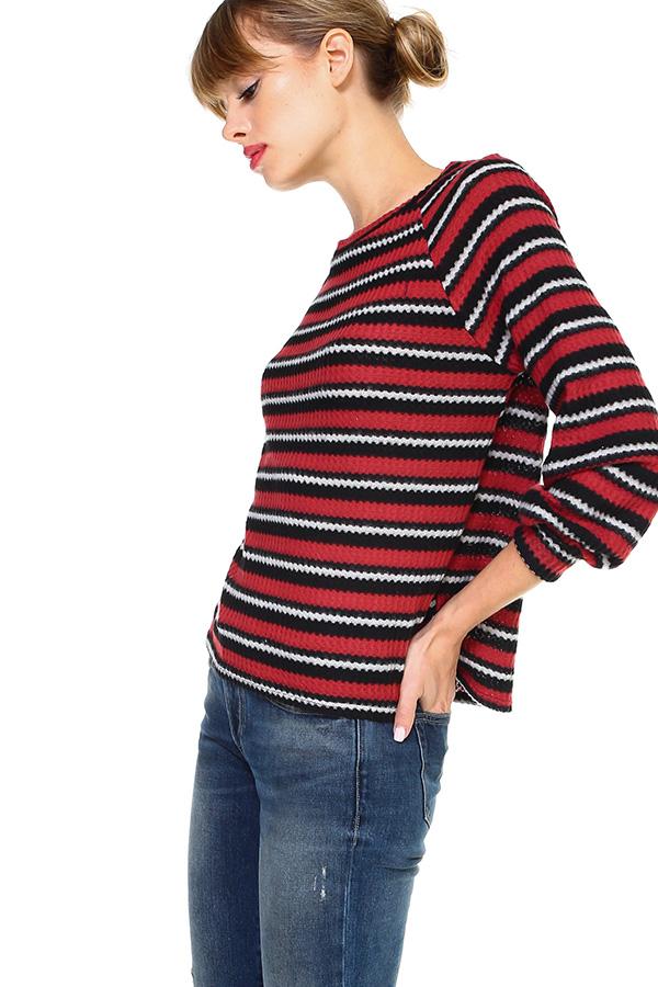 Multi Stripe Long Sleeve Pull On Top