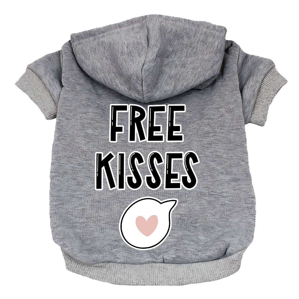 Free Kisses Dog Hoodie - Word Print Dog Coat - Minimalist Dog Clothing