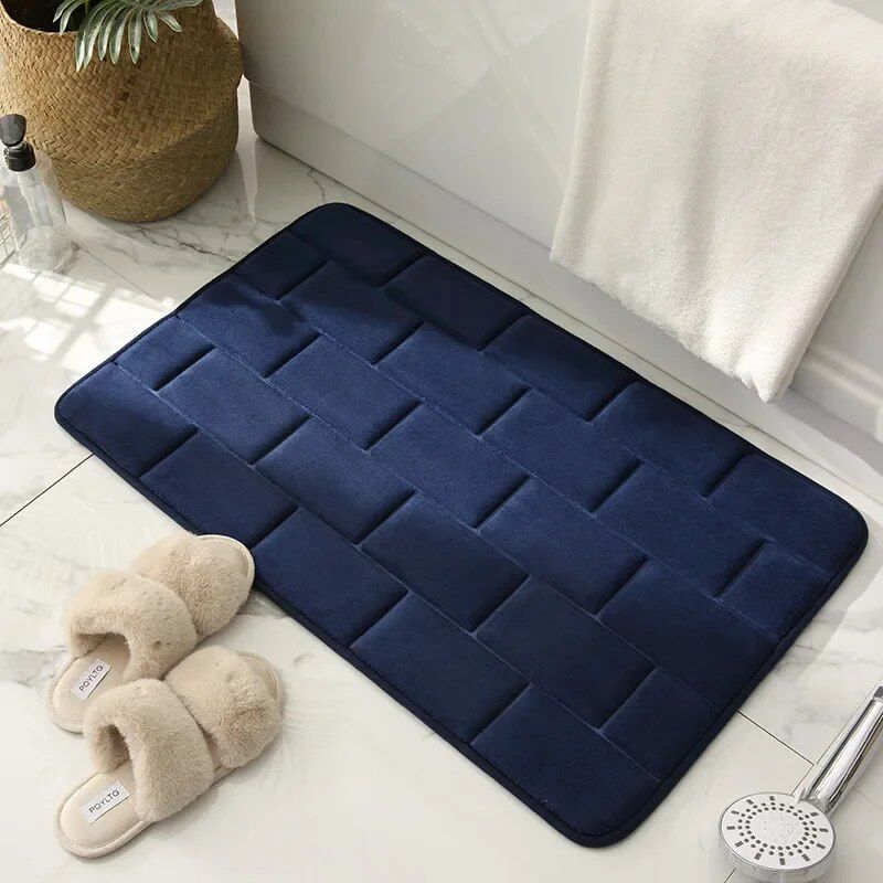 Luxurious Coral Fleece Memory Foam Bath Mat - Non-Slip, Super Absorbent Bathroom Rug