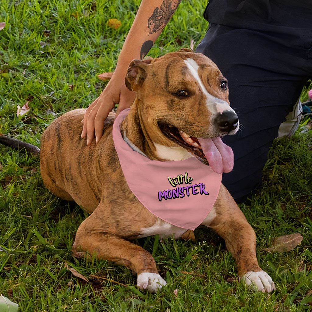 Little Monster Pet Bandana - Unique Dog Bandana - Word Print Pet Scarf