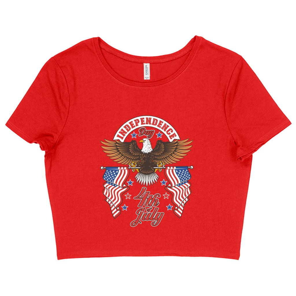 Women's Cropped Independence Day 4th of July T-Shirt - Independence Day T-Shirts - Patriotic USA T-Shirt