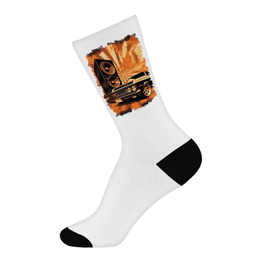 Retro Car Socks - Trendy Novelty Socks - Cool Crew Socks