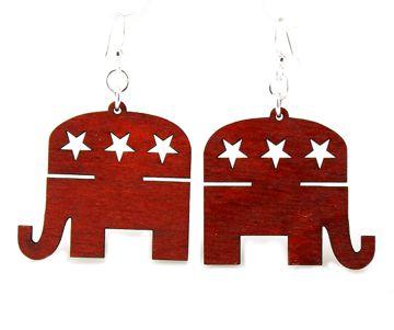 Republican Elephant Earrings # 1216 | Red Sunflower