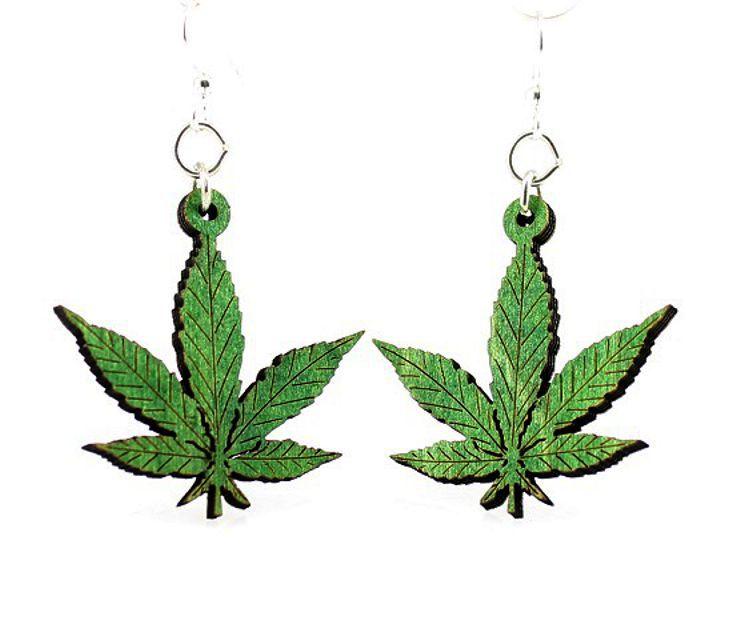 Hemp Leaves Earrings # 1223 | Red Sunflower